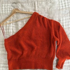 Zara- cold shoulder drapery sweater- sz Med. EUC.